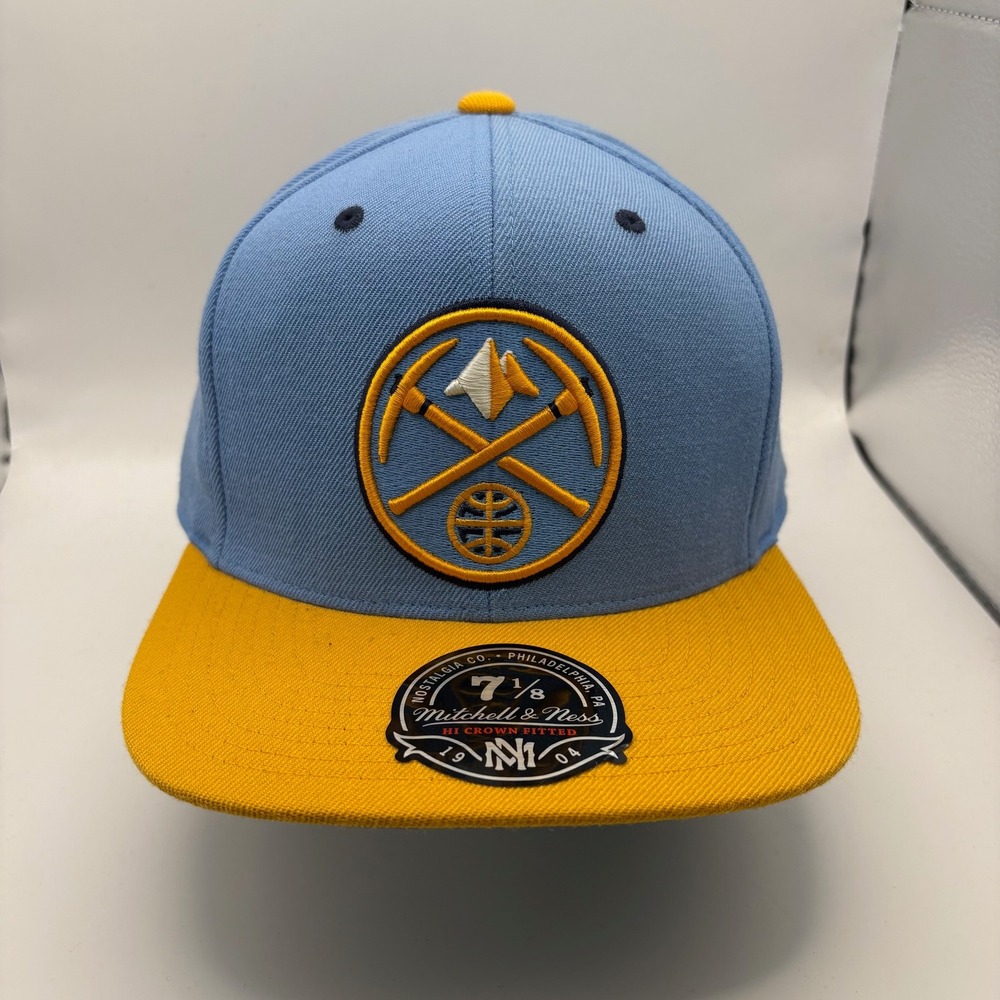 Mitchell & Ness Denver Nuggets Fitted Hat 7 1/8 Blue Yellow G163K NBA Cap